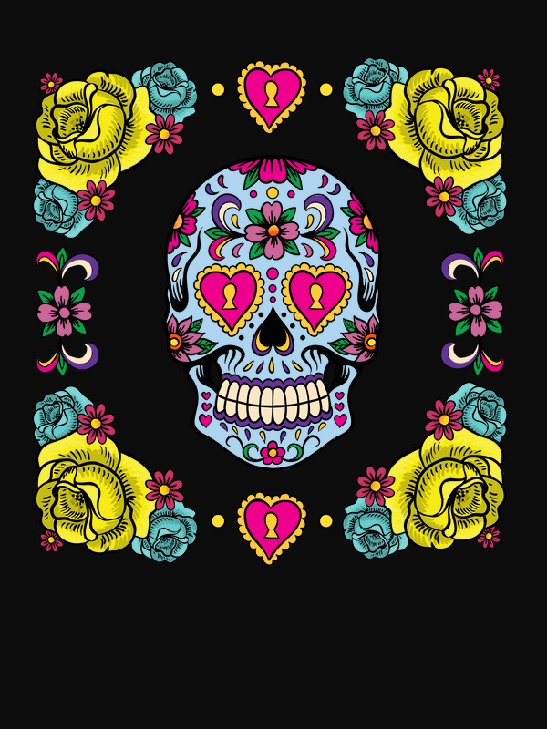 Sugar Skull T-Shirt - Black - Decorate View