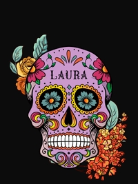 Thumbnail for Personalized Sugar Skull T-Shirt - Black - Decorate View
