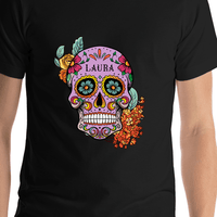 Thumbnail for Personalized Sugar Skull T-Shirt - Black - Shirt Close-Up View