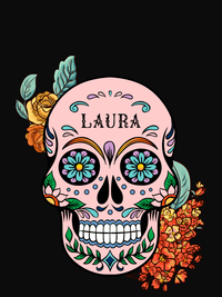 Thumbnail for Personalized Sugar Skull T-Shirt - Black - Decorate View