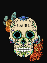 Thumbnail for Personalized Sugar Skull T-Shirt - Black - Decorate View