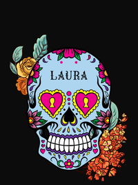 Thumbnail for Personalized Sugar Skull T-Shirt - Black - Decorate View