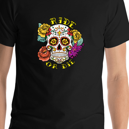 Sugar Skull T-Shirt - Black - Ride or Die - Shirt Close-Up View