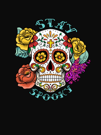 Thumbnail for Sugar Skull T-Shirt - Black - Stay Spooky - Decorate View