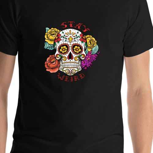 Sugar Skull T-Shirt - Black - Stay Weird - Shirt Close-Up View