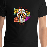 Thumbnail for Sugar Skull T-Shirt - Black - Stay Weird - Shirt Close-Up View