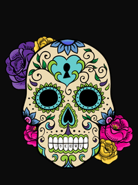 Thumbnail for Personalized Sugar Skull T-Shirt - Black - Decorate View
