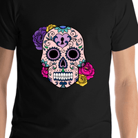 Thumbnail for Personalized Sugar Skull T-Shirt - Black - Shirt Close-Up View