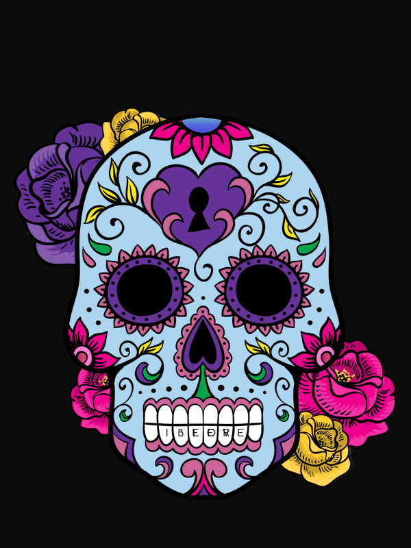 Personalized Sugar Skull T-Shirt - Black - Decorate View