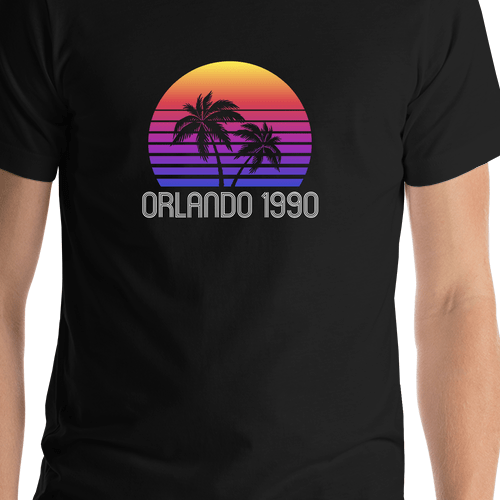 Personalized Sunset Palm Tree T-Shirt - Black - Shirt Close-Up View