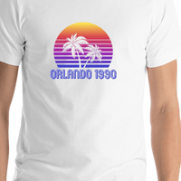 Thumbnail for Personalized Sunset Palm Tree T-Shirt - White - Shirt Close-Up View