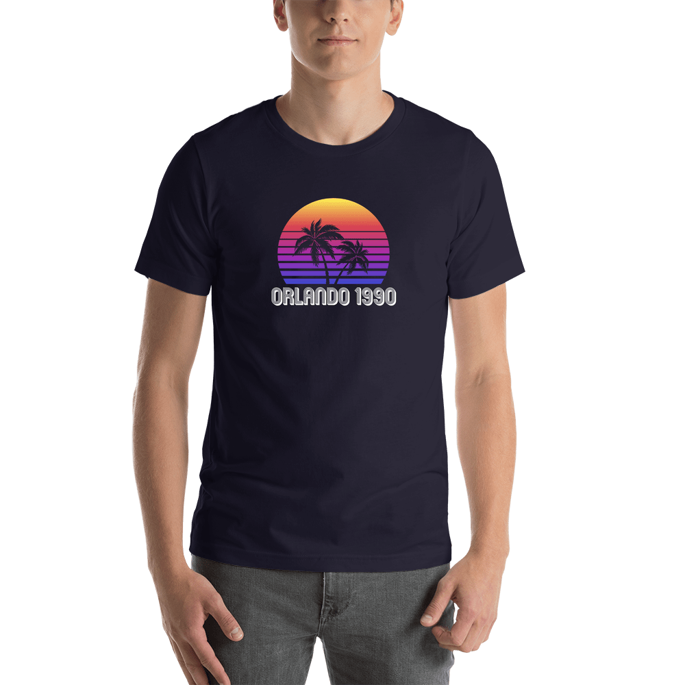 Personalized Sunset Palm Tree T-Shirt - Navy Blue - Shirt View