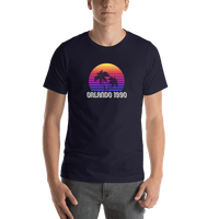 Thumbnail for Personalized Sunset Palm Tree T-Shirt - Navy Blue - Shirt View