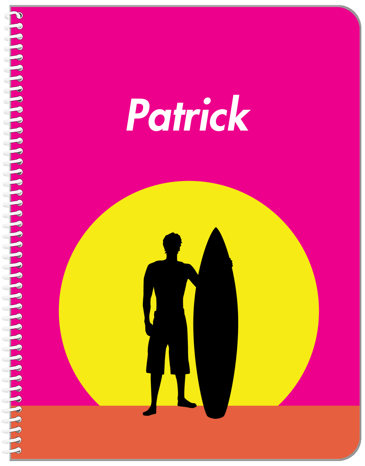 Personalized Surfing Notebook II - Surfer Silhouette III - Front View