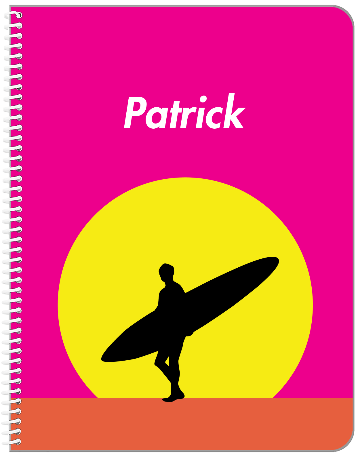 Personalized Surfing Notebook II - Surfer Silhouette IV - Front View
