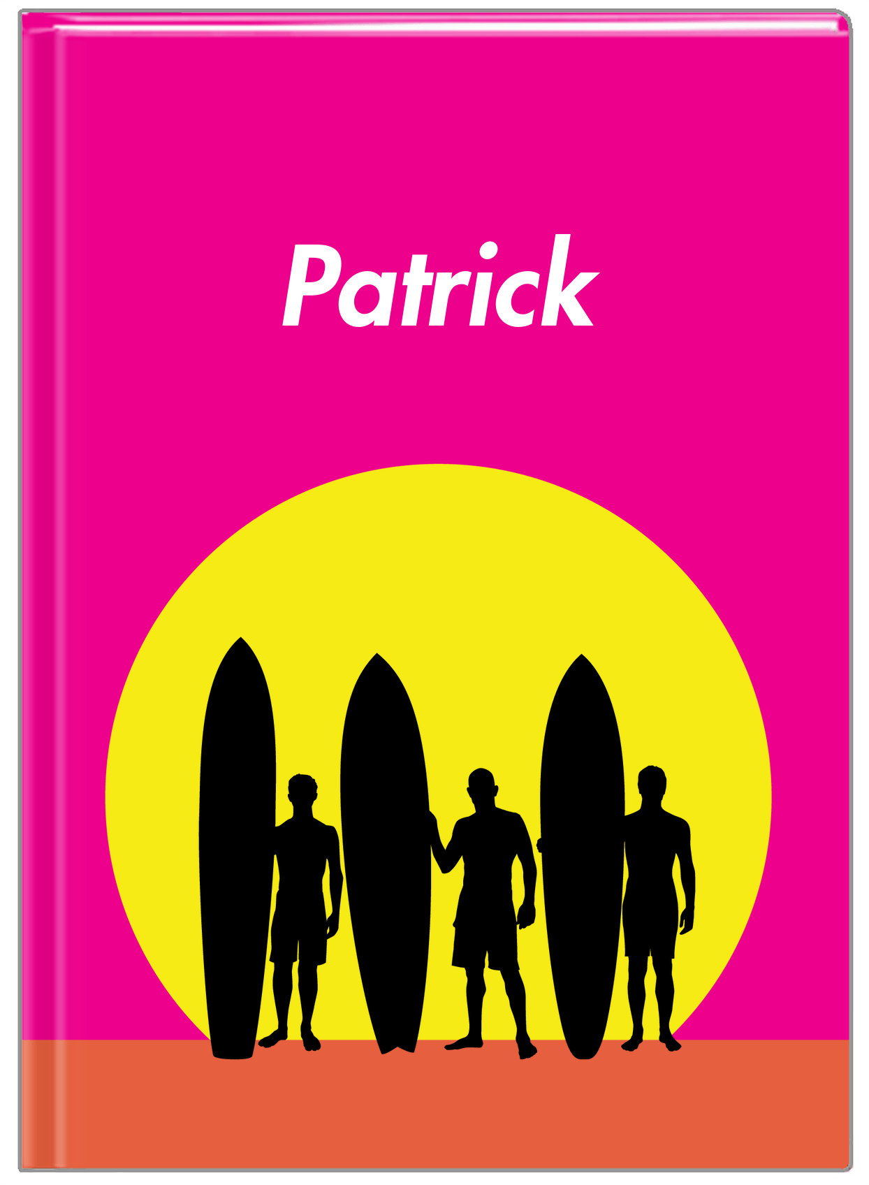 Personalized Surfing Journal II - Surfer Silhouette V - Front View