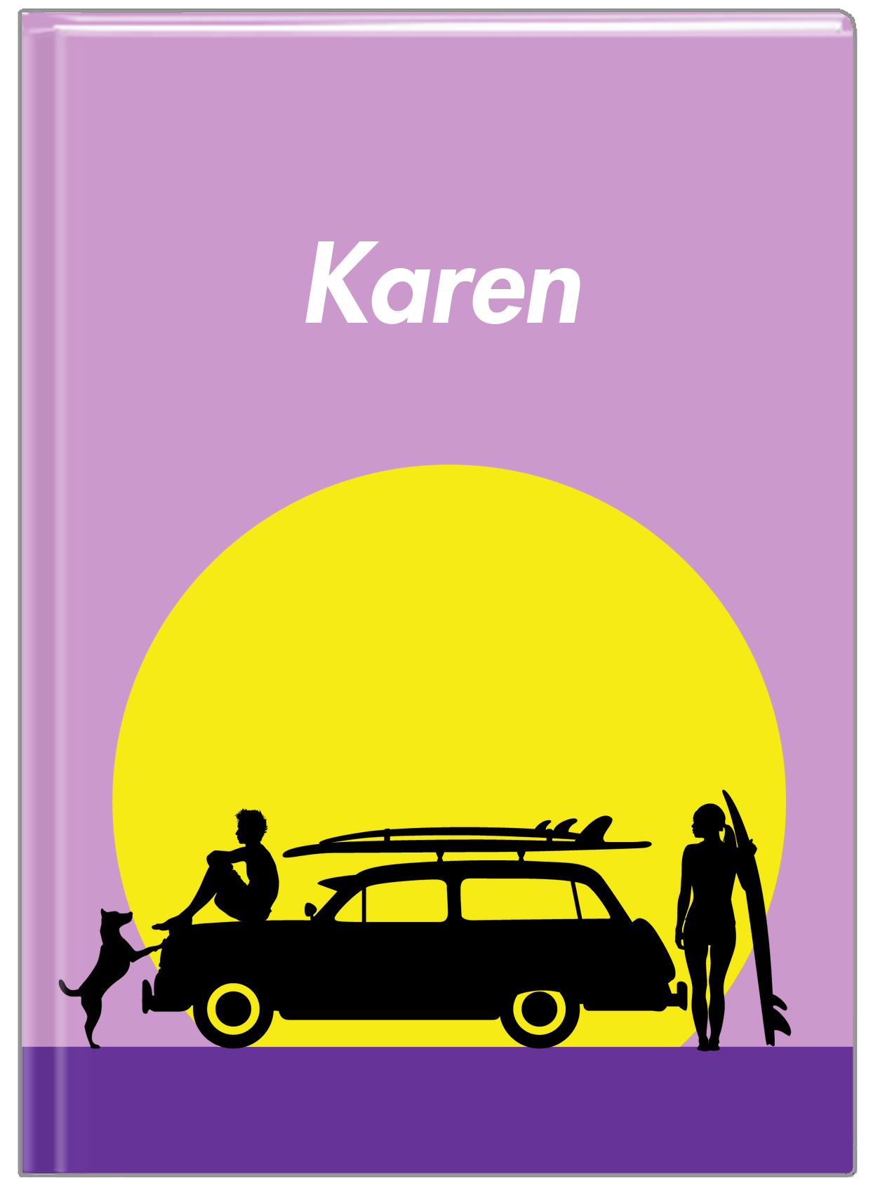 Personalized Surfing Journal III - Surfer Silhouette I - Front View