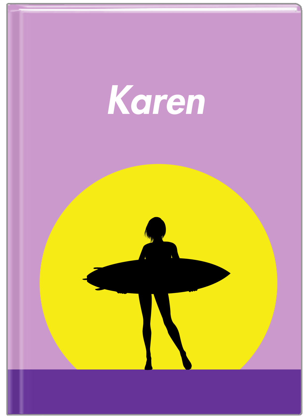 Personalized Surfing Journal III - Surfer Silhouette III - Front View