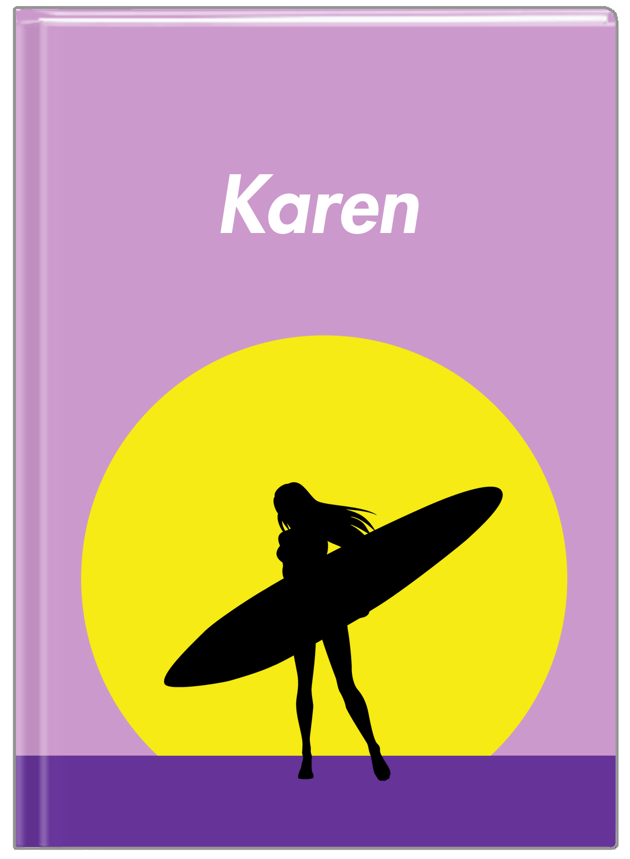 Personalized Surfing Journal III - Surfer Silhouette IV - Front View