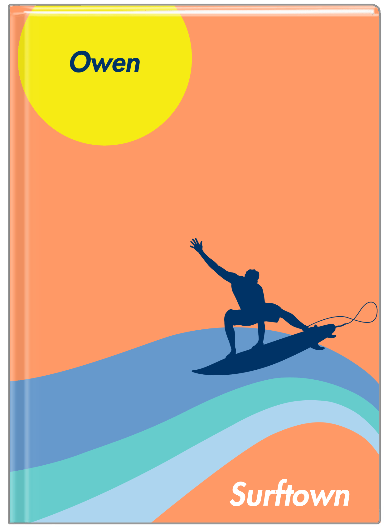 Personalized Surfing Journal IV - Surfer Silhouette I - Front View