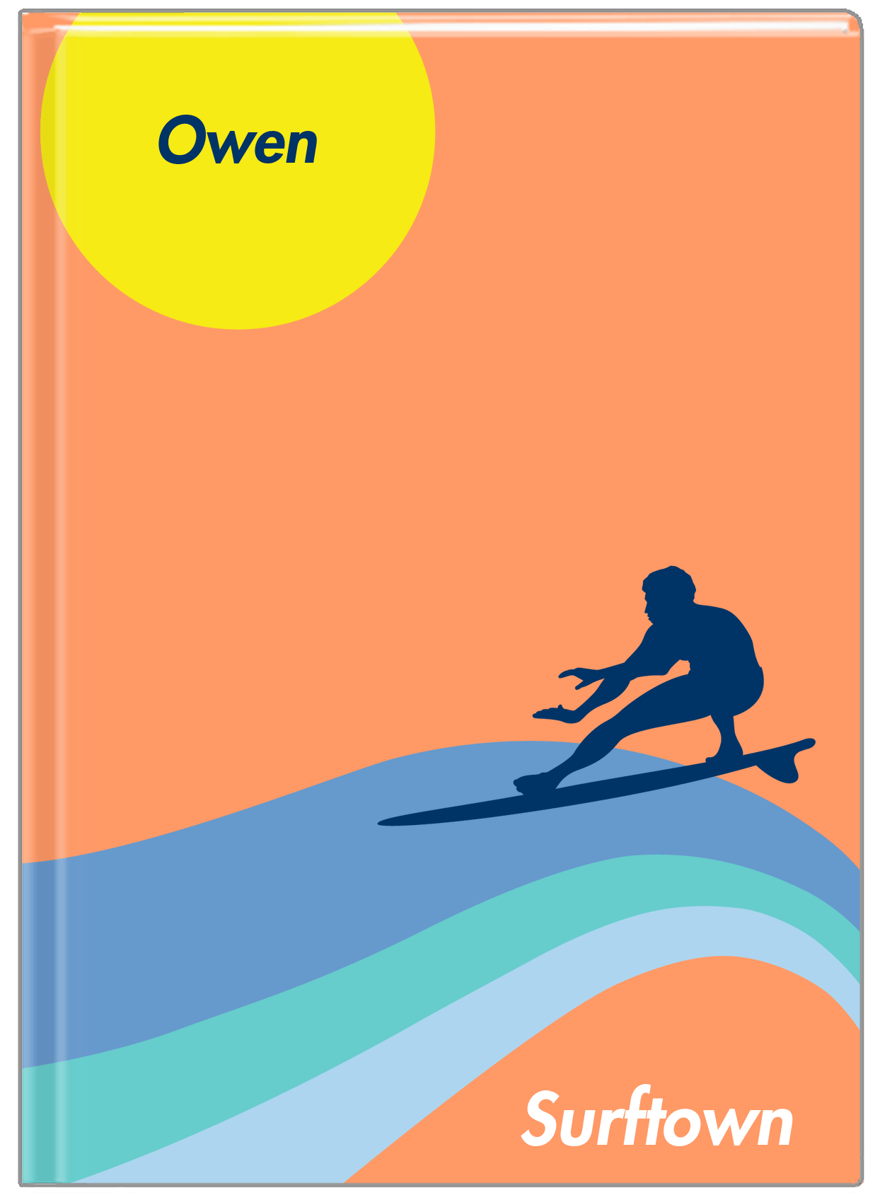 Personalized Surfing Journal IV - Surfer Silhouette II - Front View