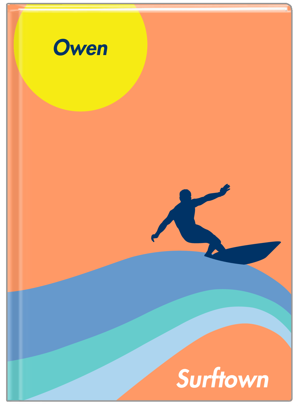 Personalized Surfing Journal IV - Surfer Silhouette III - Front View