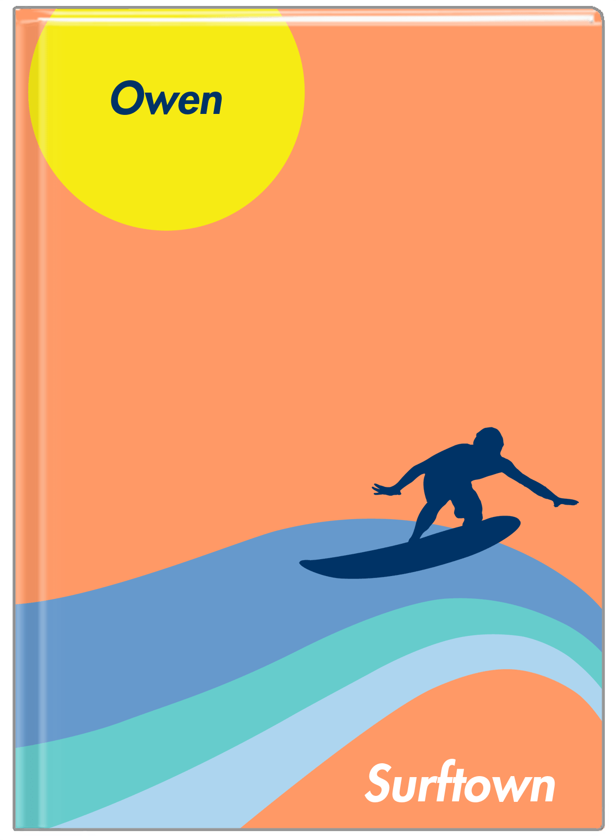 Personalized Surfing Journal IV - Surfer Silhouette IV - Front View