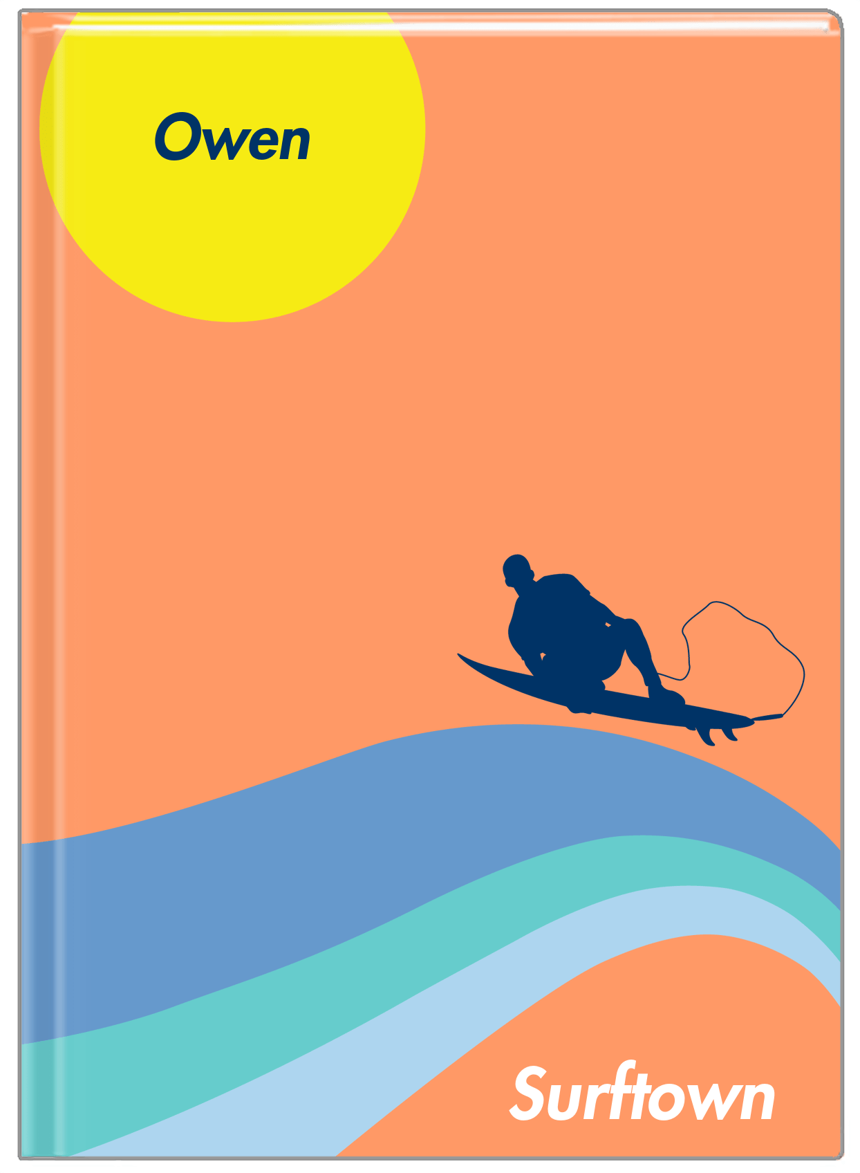 Personalized Surfing Journal IV - Surfer Silhouette V - Front View