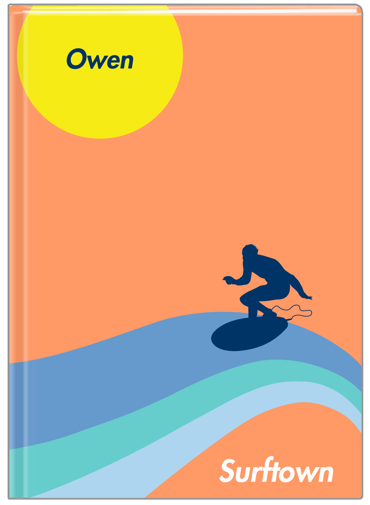 Personalized Surfing Journal IV - Surfer Silhouette VI - Front View