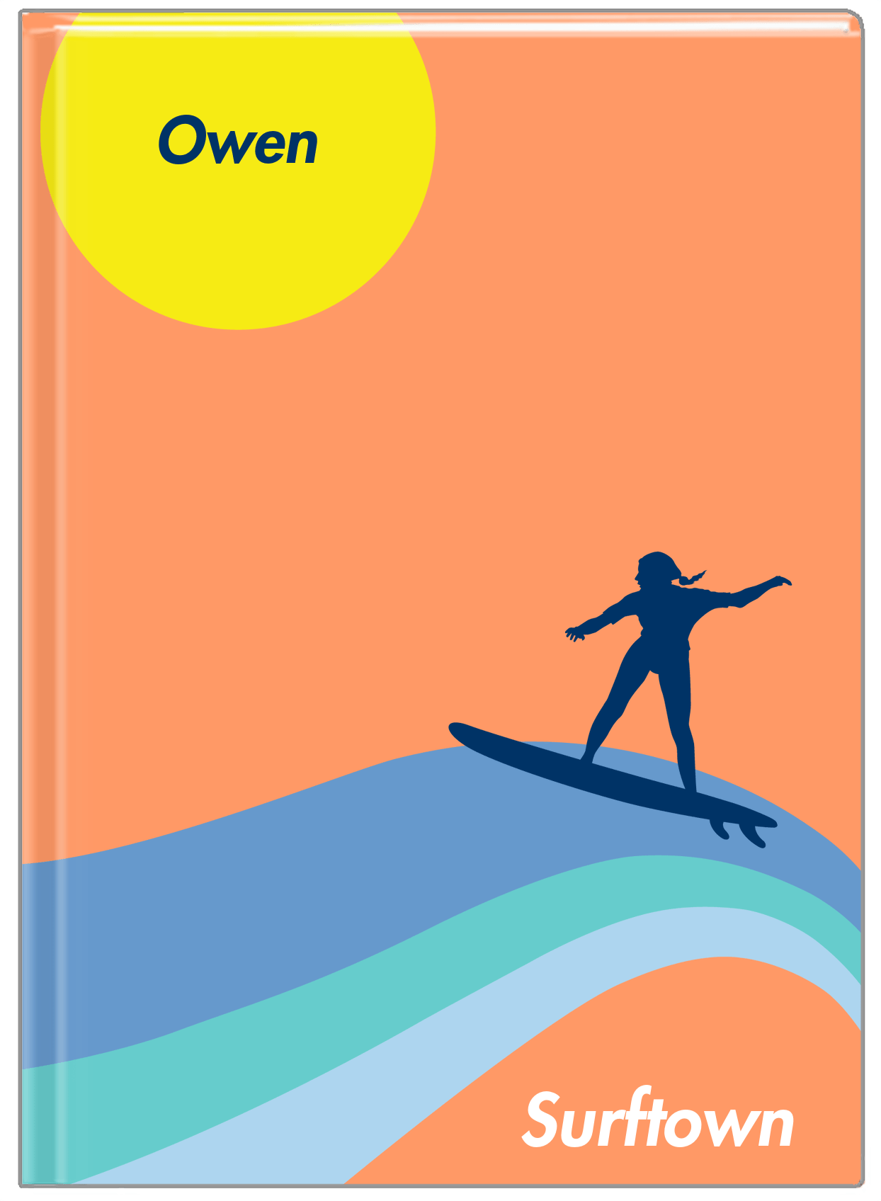 Personalized Surfing Journal IV - Surfer Silhouette VII - Front View