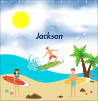 Thumbnail for Personalized Surfing Shower Curtain III - Brown Hair Boy - Decorate View