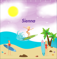 Thumbnail for Personalized Surfing Shower Curtain IV - Blonde Girl - Decorate View