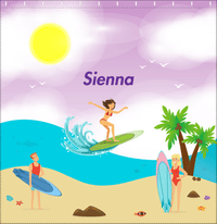Thumbnail for Personalized Surfing Shower Curtain IV - Brunette Girl - Decorate View