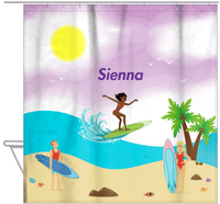 Thumbnail for Personalized Surfing Shower Curtain IV - Black Girl I - Hanging View