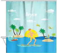 Thumbnail for Personalized Surfing Shower Curtain V - Redhead Boy - Hanging View