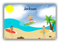Thumbnail for Personalized Surfing Canvas Wrap & Photo Print III - Blue Background - Redhead Boy - Front View