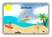 Thumbnail for Personalized Surfing Canvas Wrap & Photo Print III - Blue Background - Brown Hair Boy - Front View