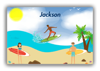 Thumbnail for Personalized Surfing Canvas Wrap & Photo Print III - Blue Background - Black Boy I - Front View