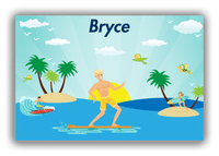 Thumbnail for Personalized Surfing Canvas Wrap & Photo Print V - Teal Background - Blond Boy - Front View
