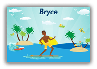 Thumbnail for Personalized Surfing Canvas Wrap & Photo Print V - Teal Background - Black Boy I - Front View
