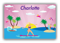 Thumbnail for Personalized Surfing Canvas Wrap & Photo Print VI - Pink Background - Blonde Girl - Front View