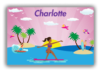 Thumbnail for Personalized Surfing Canvas Wrap & Photo Print VI - Pink Background - Black Girl II - Front View