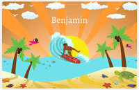 Thumbnail for Personalized Surfing Placemat I - Orange Background - Black Boy I -  View