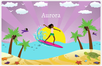 Thumbnail for Personalized Surfing Placemat II - Purple Background - Black Girl I -  View