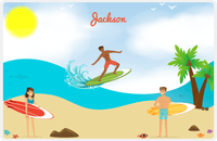 Thumbnail for Personalized Surfing Placemat III - Blue Background - Black Boy II -  View