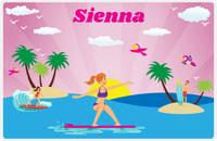 Thumbnail for Personalized Surfing Placemat VI - Pink Background - Redhead Girl -  View