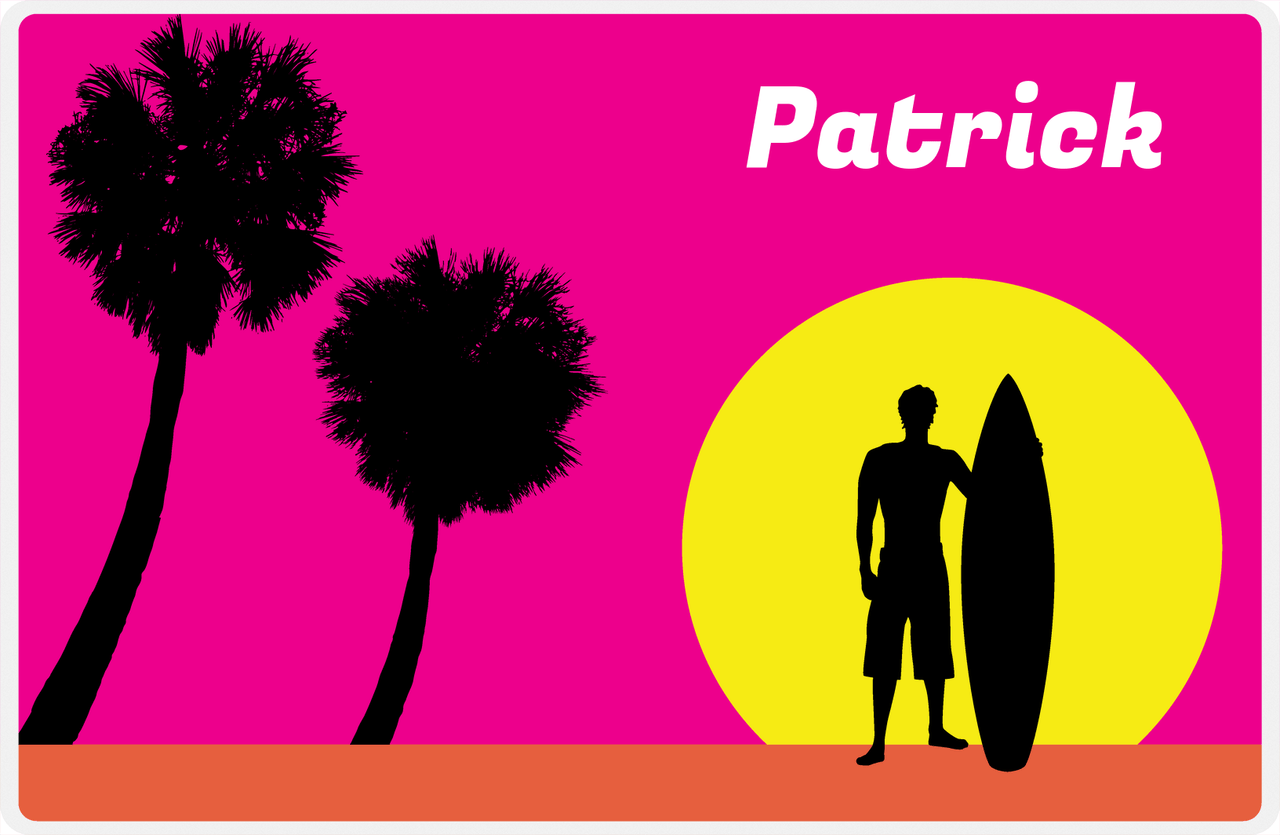 Personalized Surfing Placemat VIII - Surfer Silhouette III -  View