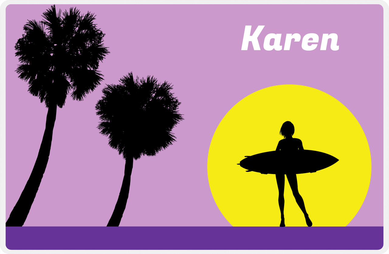 Personalized Surfing Placemat IX - Surfer Silhouette III -  View