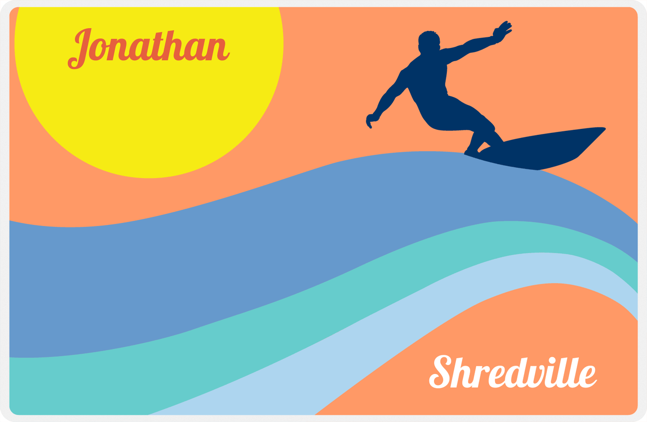 Personalized Surfing Placemat X - Surfer Silhouette III -  View