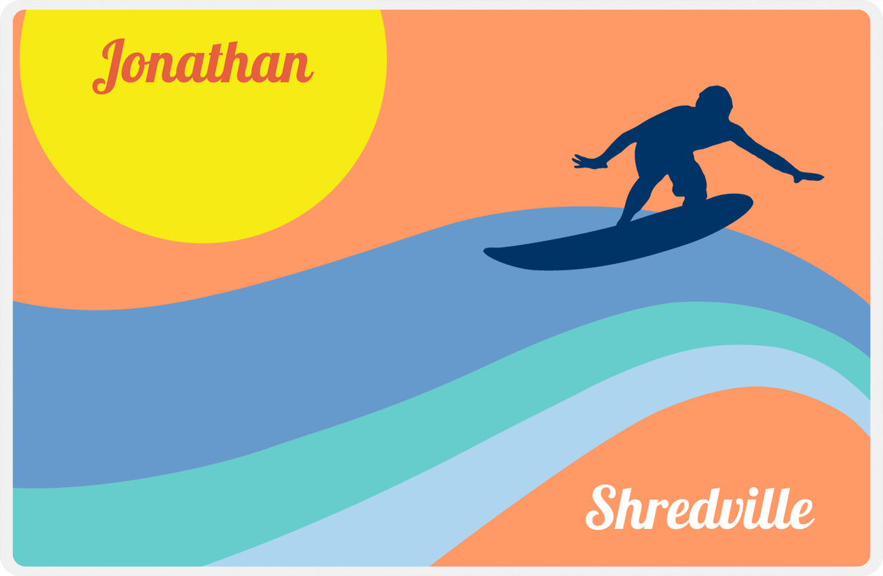 Personalized Surfing Placemat X - Surfer Silhouette IV -  View